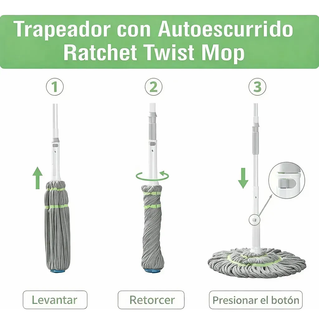Trapero Autoescurrible Ergonómico Microfibra Limpieza Aseo